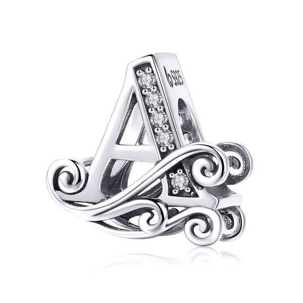 Buchstaben-Charm (Letter-Charm) aus 925er Silber mit Kristallen – Pandora-kompatibler Anhänger, ideal als Initiale, Glücksbringer oder Erinnerung.