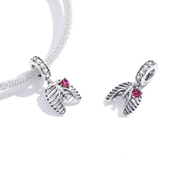 Charm Anhänger Herz Brustkorb Sterling Silber Kristall - FALKENKOENIG SCHMUCK & Piercing Online Shop