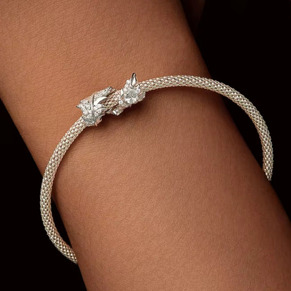 Feder Charm aus 925er Silber, verziert mit funkelnden Kristallen – Symbol für Leichtigkeit, Freiheit und spirituelle Eleganz.