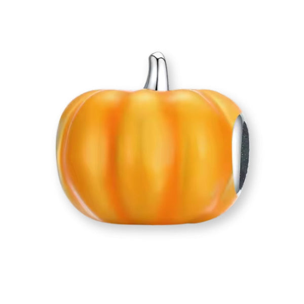 Leuchtend oranger Kürbis Charm aus 925er Silber – herbstlicher Anhänger mit Emaille für Kürbisfans, Halloween & Herbstfreude.