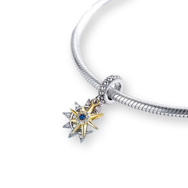 Sonne, Mond & Sterne Charm-Anhänger aus 925er Silber – himmlisches Schmuckstück für Balance, Schutz und spirituelle Harmonie, tragbar an Armband oder Kette.