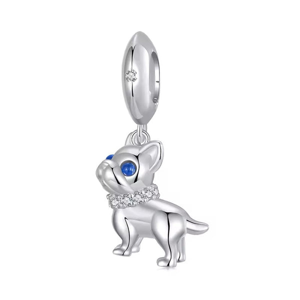 Bulldog Charm-Anhänger 925er Silber