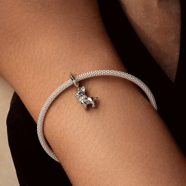 Bulldog Charm-Anhänger 925er Silber