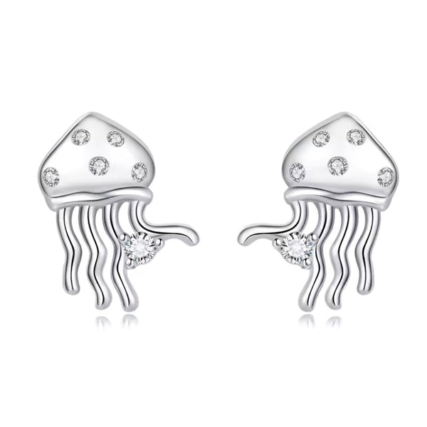 Glitzernde Quallen Ohrstecker aus 925er Sterlingsilber mit Kristallen – stilvoller Meeres-Schmuck für elegante Ocean-Lovers