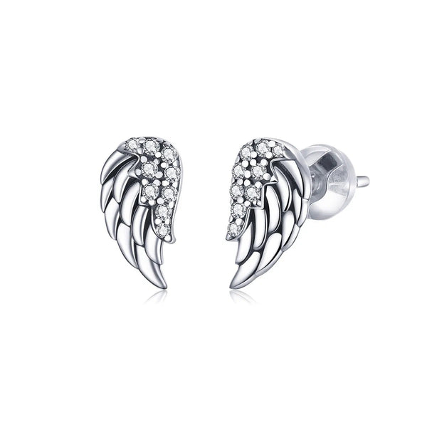 Ohrstecker Engelflügel Sterling Silber Kristall - FALKENKOENIG SCHMUCK & Piercing Online Shop