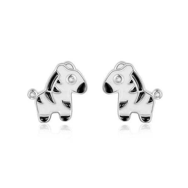 Zebra Ohrstecker 925er Silber - FALKENKOENIG SCHMUCK & Piercing Online Shop