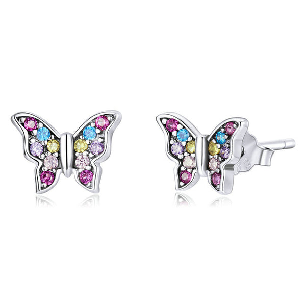 Ohrstecker Schmetterling Sterling Silber Kristall - FALKENKOENIG SCHMUCK & Piercing Online Shop