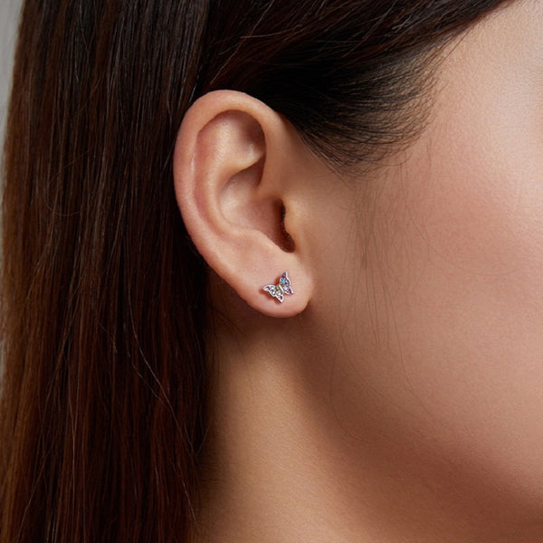 Ohrstecker Schmetterling Sterling Silber Kristall - FALKENKOENIG SCHMUCK & Piercing Online Shop