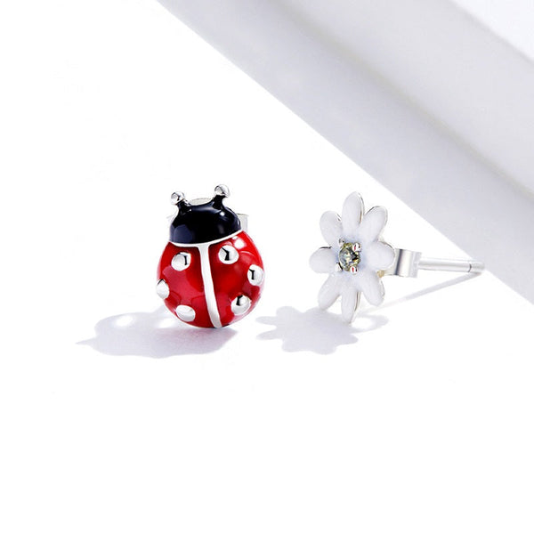 Ohrstecker Marienkäfer Sterling Silber Kristall - FALKENKOENIG SCHMUCK & Piercing Online Shop