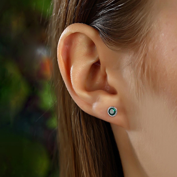 Ohrstecker Silber Kristall Grün - FALKENKOENIG SCHMUCK & Piercing Online Shop