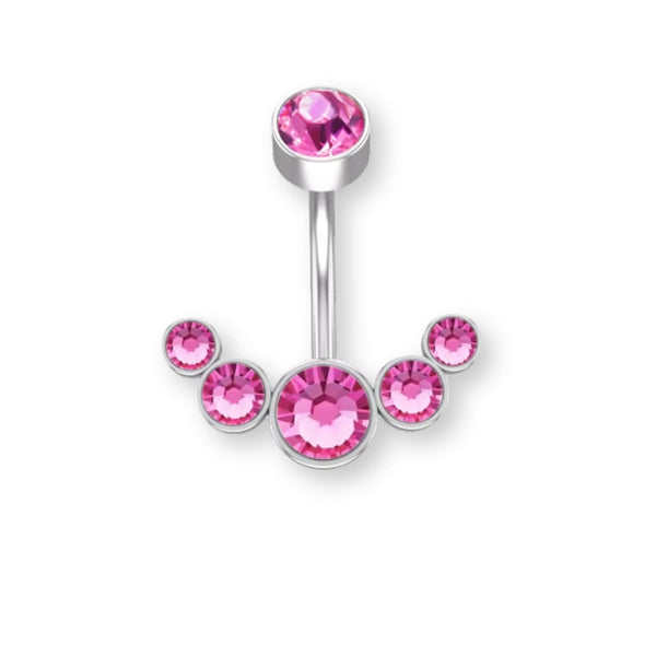 Luna Bauchnabelpiercing aus Chirurgenstahl 316L mit halbmondförmigem Kristallbesatz und flacher Rückseite für höchsten Tragekomfort ✨🌙