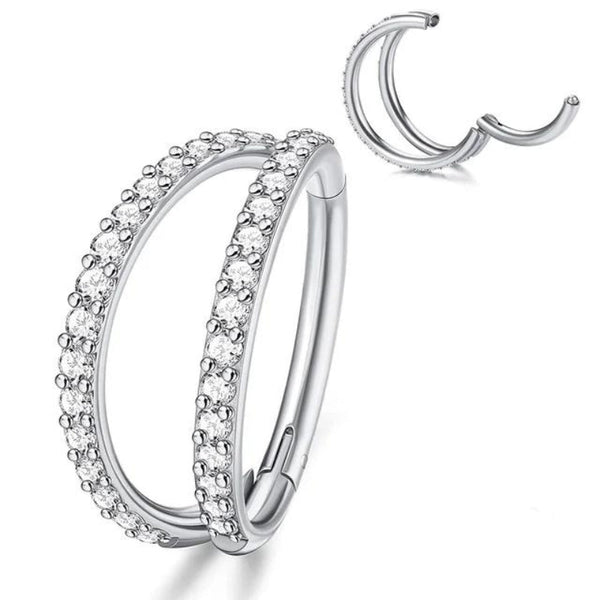 Silber Doppel-Nasenring Piercing Titan - FALKENKOENIG SCHMUCK & Piercing Online Shop