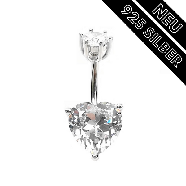 „RIO Herz Bauchnabelpiercing aus 925er Silber mit Kristallen, inspiriert vom Lebensgefühl der Stadt Rio de Janeiro“