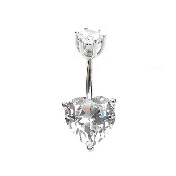 „RIO Herz Bauchnabelpiercing aus 925er Silber mit Kristallen, inspiriert vom Lebensgefühl der Stadt Rio de Janeiro“
