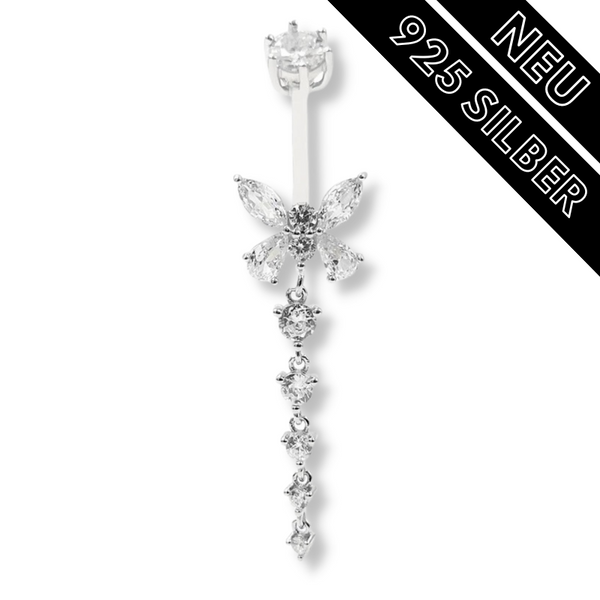 TULUM Bauchnabelpiercing mit 925er Sterlingsilber & Kristallen – eleganter Bauchnabelschmuck, inspiriert von den tropischen Stränden von Tulum.