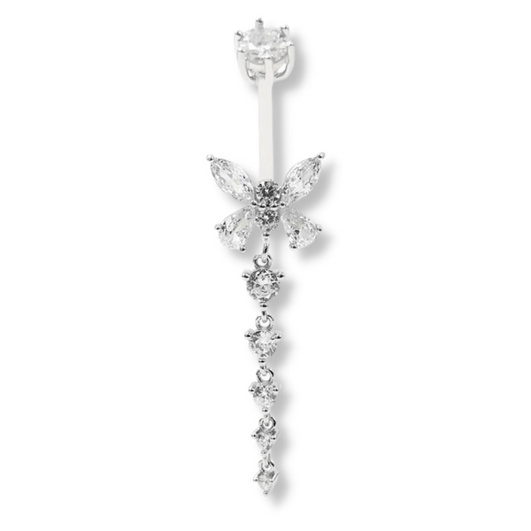 TULUM Bauchnabelpiercing mit 925er Sterlingsilber & Kristallen – eleganter Bauchnabelschmuck, inspiriert von den tropischen Stränden von Tulum.