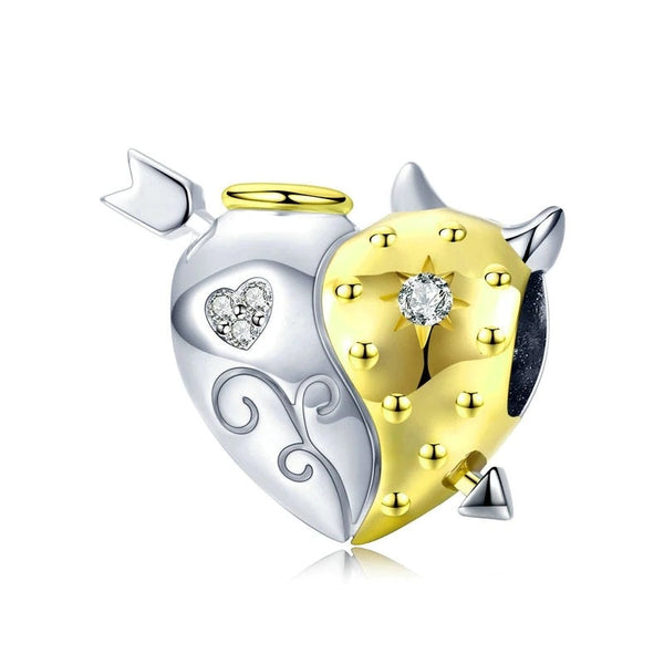 Engel und Teufel Charm Anhänger Sterling Silber Kristall - FALKENKOENIG SCHMUCK & Piercing Online Shop