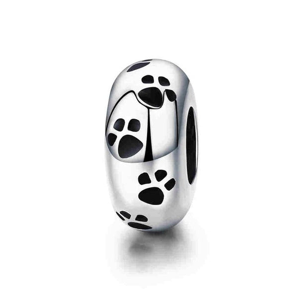 Hundepfoten Charm Anhänger Stopper Sterling Silber - FALKENKOENIG SCHMUCK & Piercing Online Shop