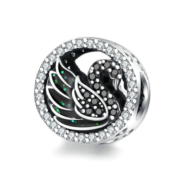 Schwan Charm Anhänger Sterlingsilber mit Zirkonia Steinchen - FALKENKOENIG SCHMUCK & Piercing Online Shop