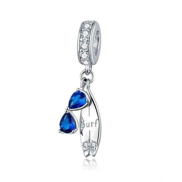 Surfer Charm Anhänger Sterling Silber Kristall - FALKENKOENIG SCHMUCK & Piercing Online Shop