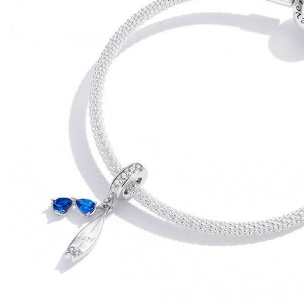 Surfer Charm Anhänger Sterling Silber Kristall - FALKENKOENIG SCHMUCK & Piercing Online Shop