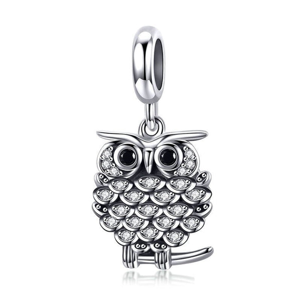Eulen Charm Anhänger Sterling Silber Kristall - FALKENKOENIG SCHMUCK & Piercing Online Shop