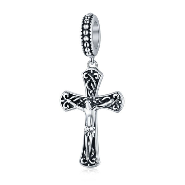Jesus Kreuz Charm Anhänger Sterling Silber - FALKENKOENIG SCHMUCK & Piercing Online Shop