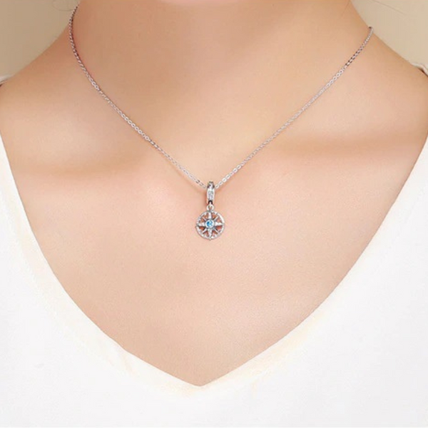 Kompass Charm Anhänger Sterling Silber Kristall - FALKENKOENIG SCHMUCK & Piercing Online Shop
