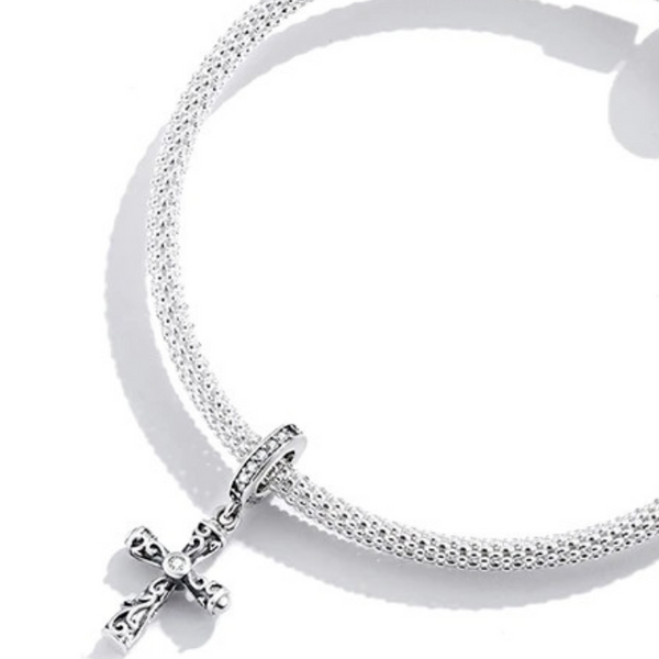 Kreuz Charm Anhänger Sterling Silber Kristall - FALKENKOENIG SCHMUCK & Piercing Online Shop