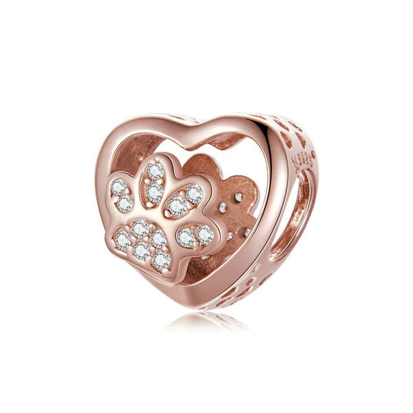 Charm Anhänger Herz & Pfote Roségold - FALKENKOENIG SCHMUCK & Piercing Online Shop