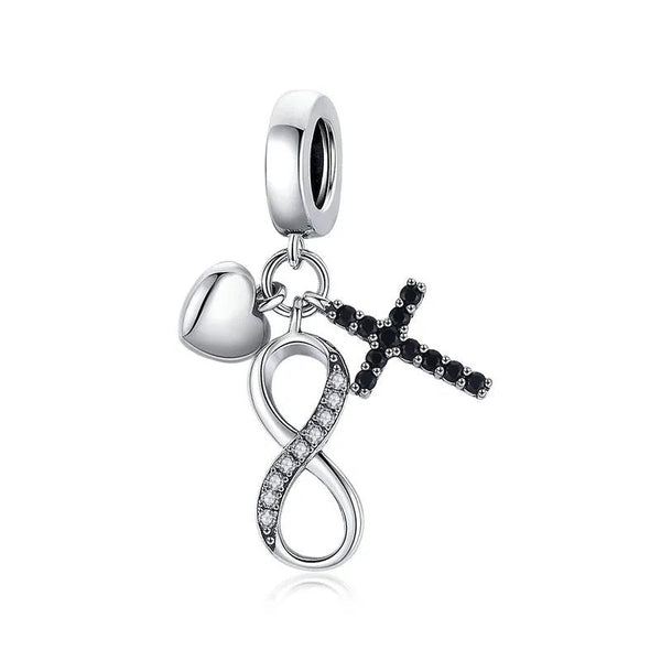 Charm Anhänger Unendlichkeit Liebe Kreuz Sterlingsilber & Zirkonia - FALKENKOENIG SCHMUCK & Piercing Online Shop
