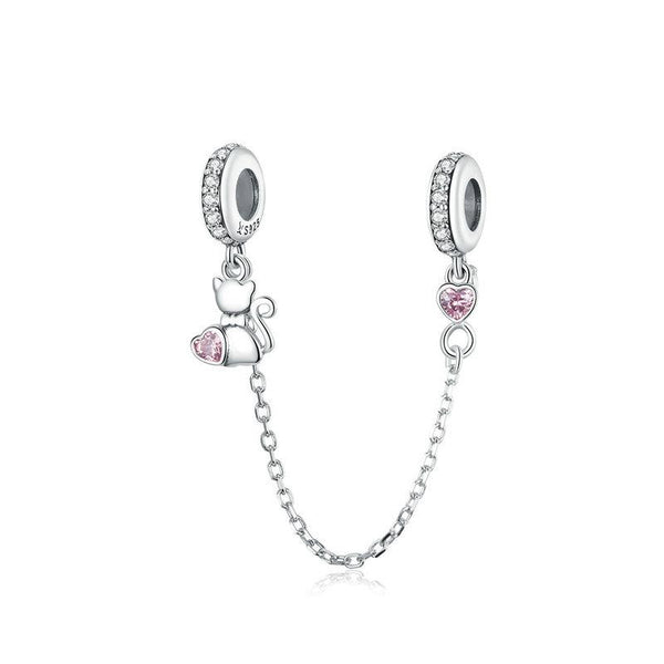 Charm Anhänger Katzen Herz Sterling Silber Kristall - FALKENKOENIG SCHMUCK & Piercing Online Shop