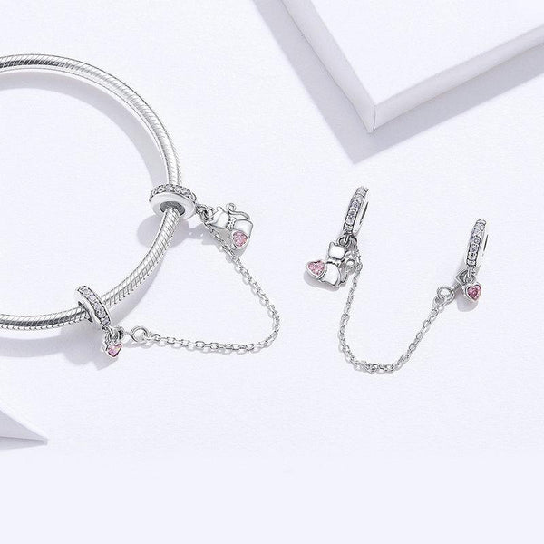 Charm Anhänger Katzen Herz Sterling Silber Kristall - FALKENKOENIG SCHMUCK & Piercing Online Shop