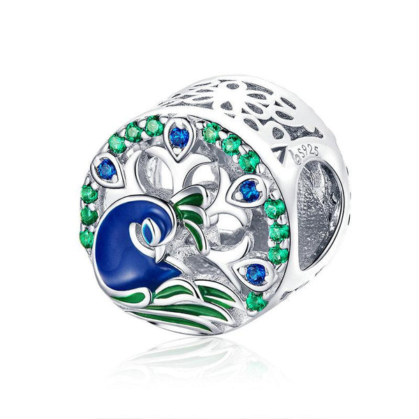 Charm Anhänger Pfau Sterling Silber Kristall - FALKENKOENIG SCHMUCK & Piercing Online Shop