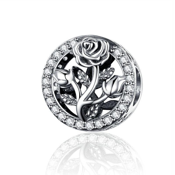 Charm Anhänger Rose Sterling Silber Kristall - FALKENKOENIG SCHMUCK & Piercing Online Shop