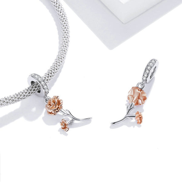 Charm Anhänger Rose Sterling Silber - FALKENKOENIG SCHMUCK & Piercing Online Shop