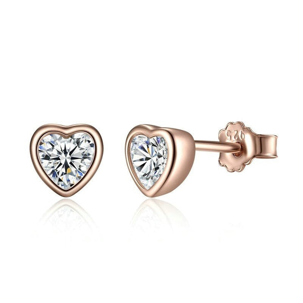 Ohrstecker Herz Roségold Kristall - FALKENKOENIG SCHMUCK & Piercing Online Shop