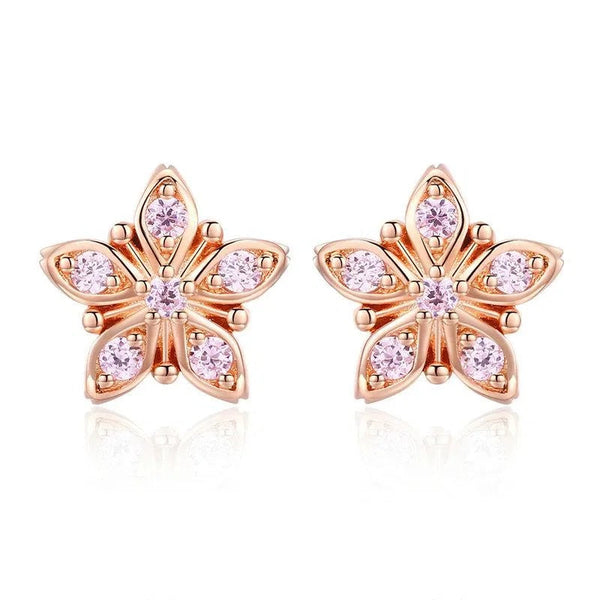 Ohrstecker Blume Roségold Kristall - FALKENKOENIG SCHMUCK & Piercing Online Shop