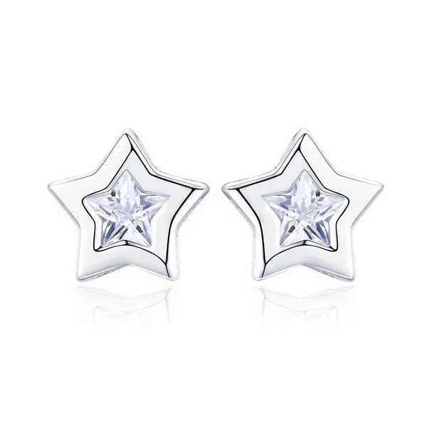 Ohrstecker Sterne Sterling Silber Kristall - FALKENKOENIG SCHMUCK & Piercing Online Shop