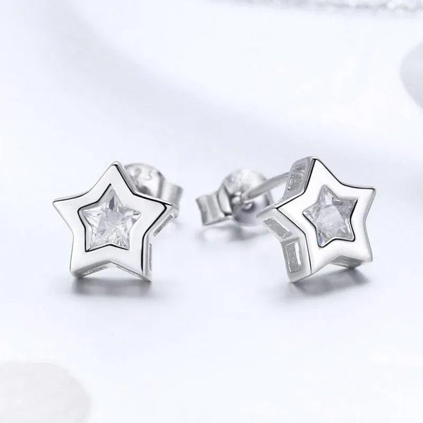 Ohrstecker Sterne Sterling Silber Kristall - FALKENKOENIG SCHMUCK & Piercing Online Shop