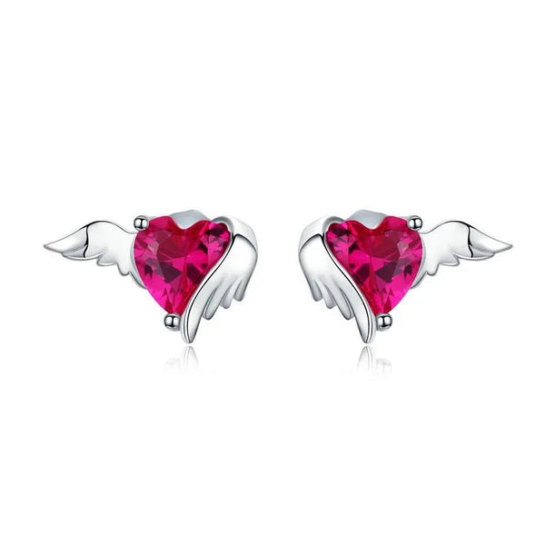 Ohrstecker Herz Flügel Sterling Silber Kristall - FALKENKOENIG SCHMUCK & Piercing Online Shop