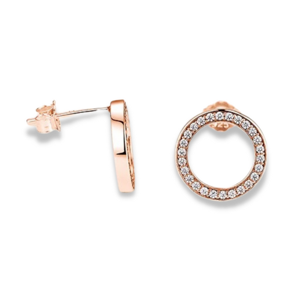 Roségoldene Ohrstecker Loop Kristall - FALKENKOENIG SCHMUCK & Piercing Online Shop