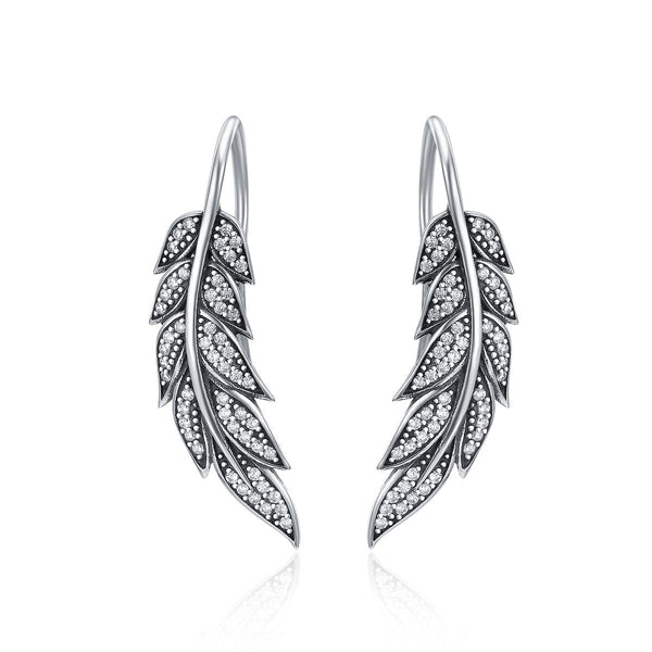 Ohrringe Feder Flügel Sterling Silber Kristall - FALKENKOENIG SCHMUCK & Piercing Online Shop