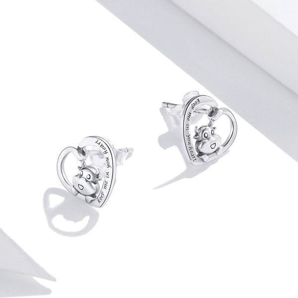 Ohrstecker Herz Kuh Sterling Silber - FALKENKOENIG SCHMUCK & Piercing Online Shop
