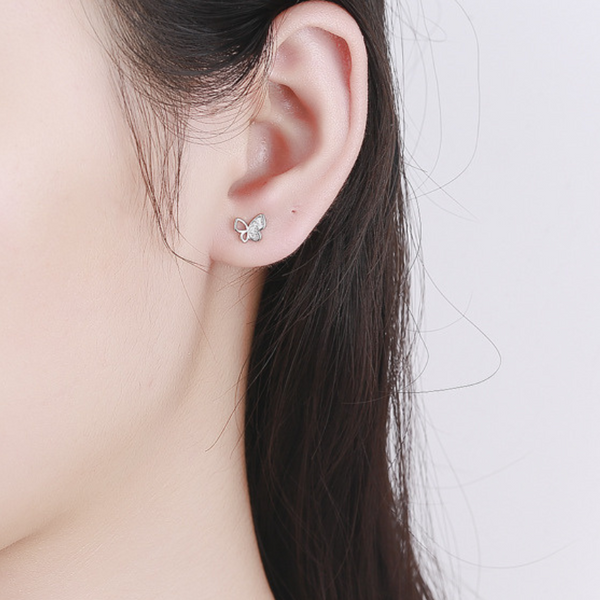 Ohrstecker Silber Zirkonia Schmetterling - FALKENKOENIG SCHMUCK & Piercing Online Shop