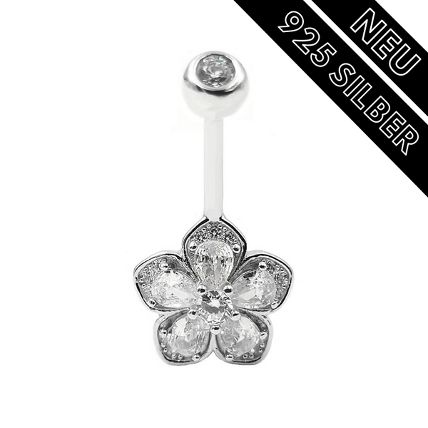 Bauchnabelpiercing Echt Silber 925 mit Kristallen 7-05-006 - FALKENKOENIG SCHMUCK & Piercing Online Shop