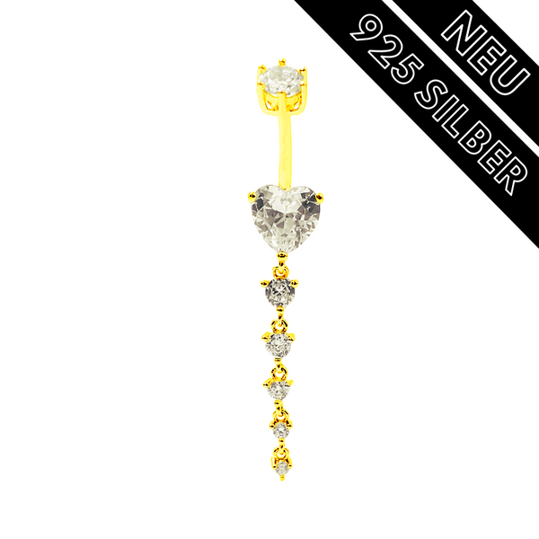 Bauchnabelpiercing Echt Silber 925 in Gold mit Kristall 7-05-040 - FALKENKOENIG SCHMUCK & Piercing Online Shop