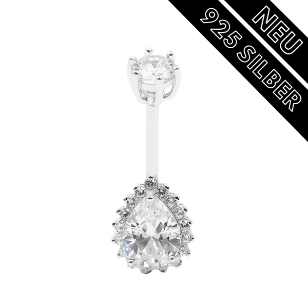 Bauchnabelpiercing Echt Silber 925 mit Kristallen 7-05-017 - FALKENKOENIG SCHMUCK & Piercing Online Shop