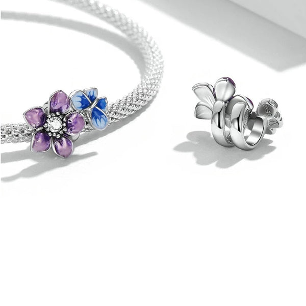 Charm Anhänger Schmetterling Blume Sterling Silber - FALKENKOENIG SCHMUCK & Piercing Online Shop