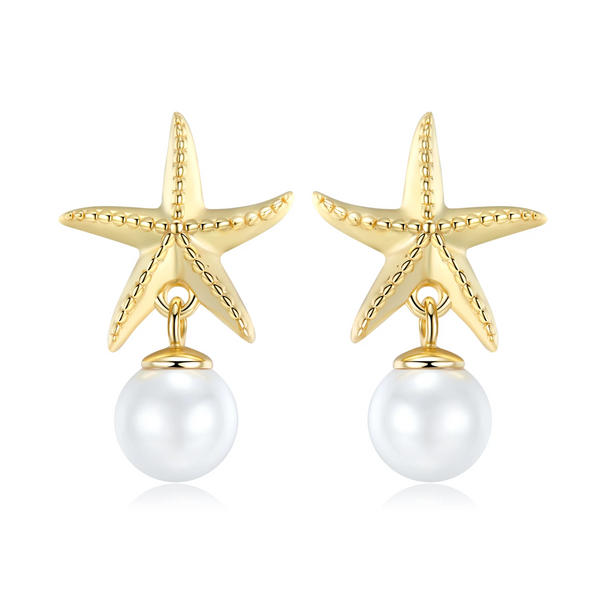 Ohrstecker Seestern aus 925 Sterlingsilber & Perlen - FALKENKOENIG SCHMUCK & Piercing Online Shop